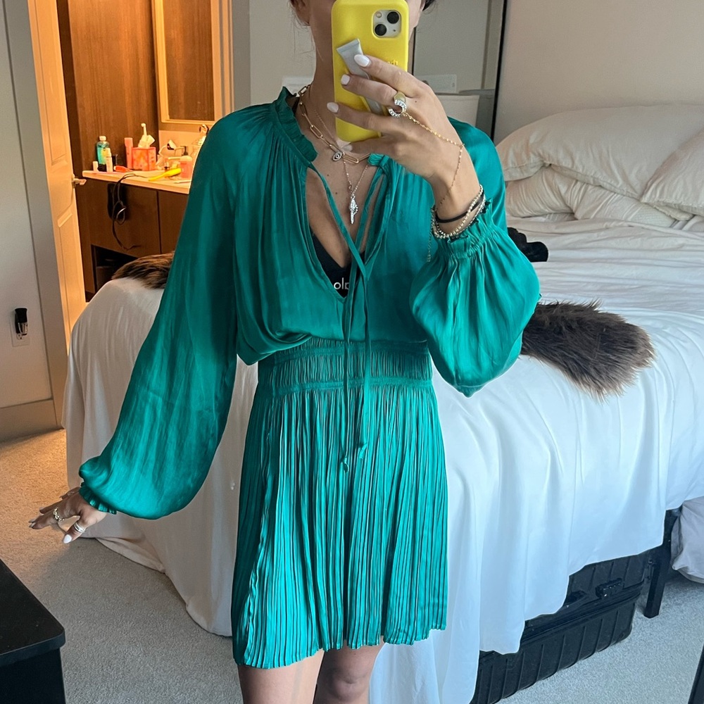 Anthropologie Silk Teal Dress
